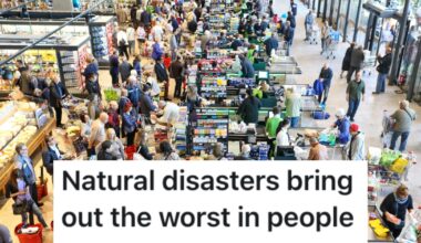 people in a crowded grocery store