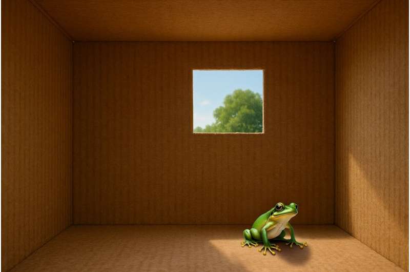 How can a frog escape from a box? It needs to have enough energy—and it has to find the exit. Credit: Vienna University of Technology The quantum door mystery: Electrons that can't find the exit