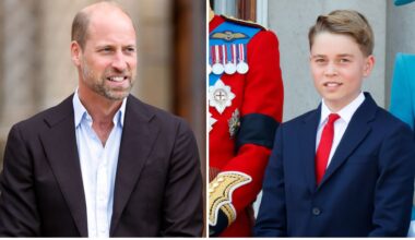 A composite of a picture of Prince William at the Natural History Museum in 2025 and a picture of Prince George at Trooping the Colour 2025
