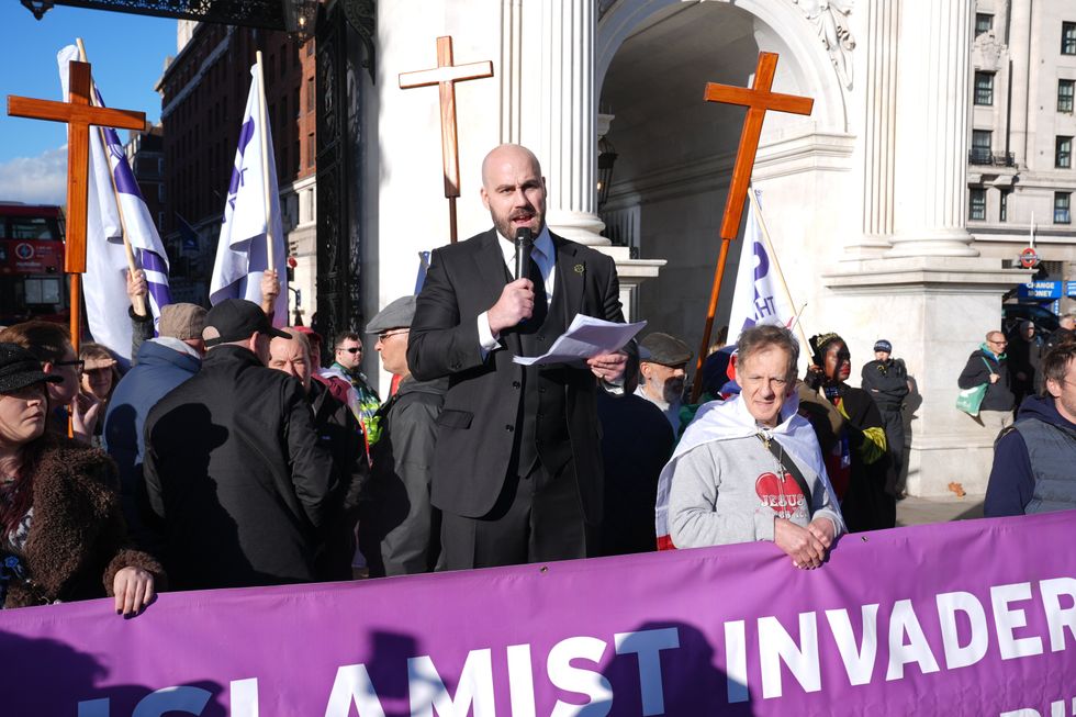 Ukip party leader Nick Tenconi addresses a rally at Marble Arch