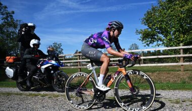 LICHTENVOORDE, NETHERLANDS - SEPTEMBER 07: Josie Talbot of Australia and Team Liv AlUla Jayco competes in the breakaway during the 27th Simac Ladies Tour 2025, Stage 6 a 156.3km stage from Lichtenvoorde to Lichtenvoorde / #UCIWWT / on September 07, 2025 in Lichtenvoorde, Netherlands. (Photo by Luc Claessen/Getty Images)