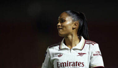 DAGENHAM, ENGLAND - SEPTEMBER 12: Taylor Hinds of Arsenal looks on during the Barclays Women's Super League match between West Ham United and Arsen...