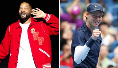 Will Smith posts, "I'm in!" in response to Jannik Sinner's answer.