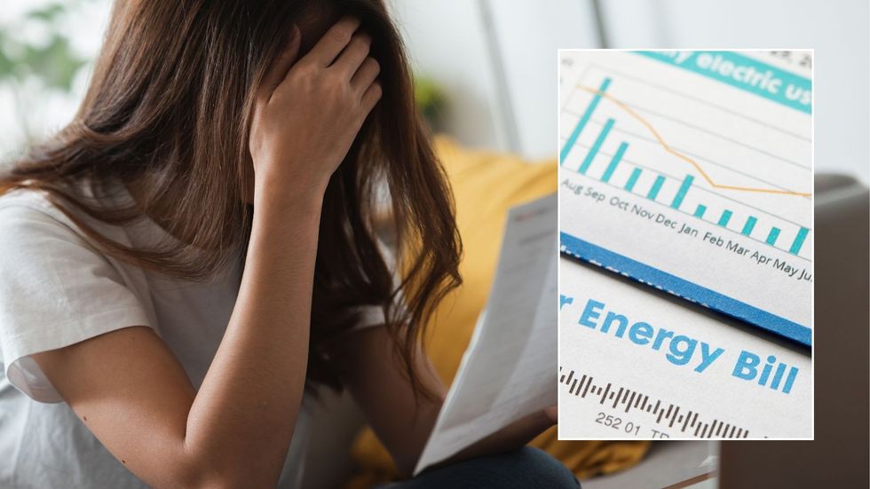 Woman stressed and energy bill