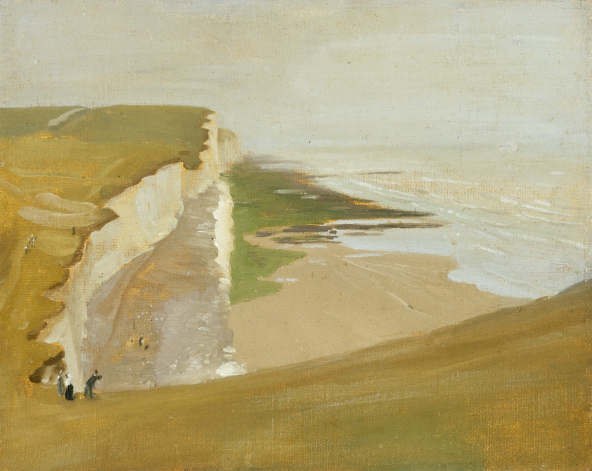 Illustration of Cliffs at Rottingdean, an oil painting on canvas.