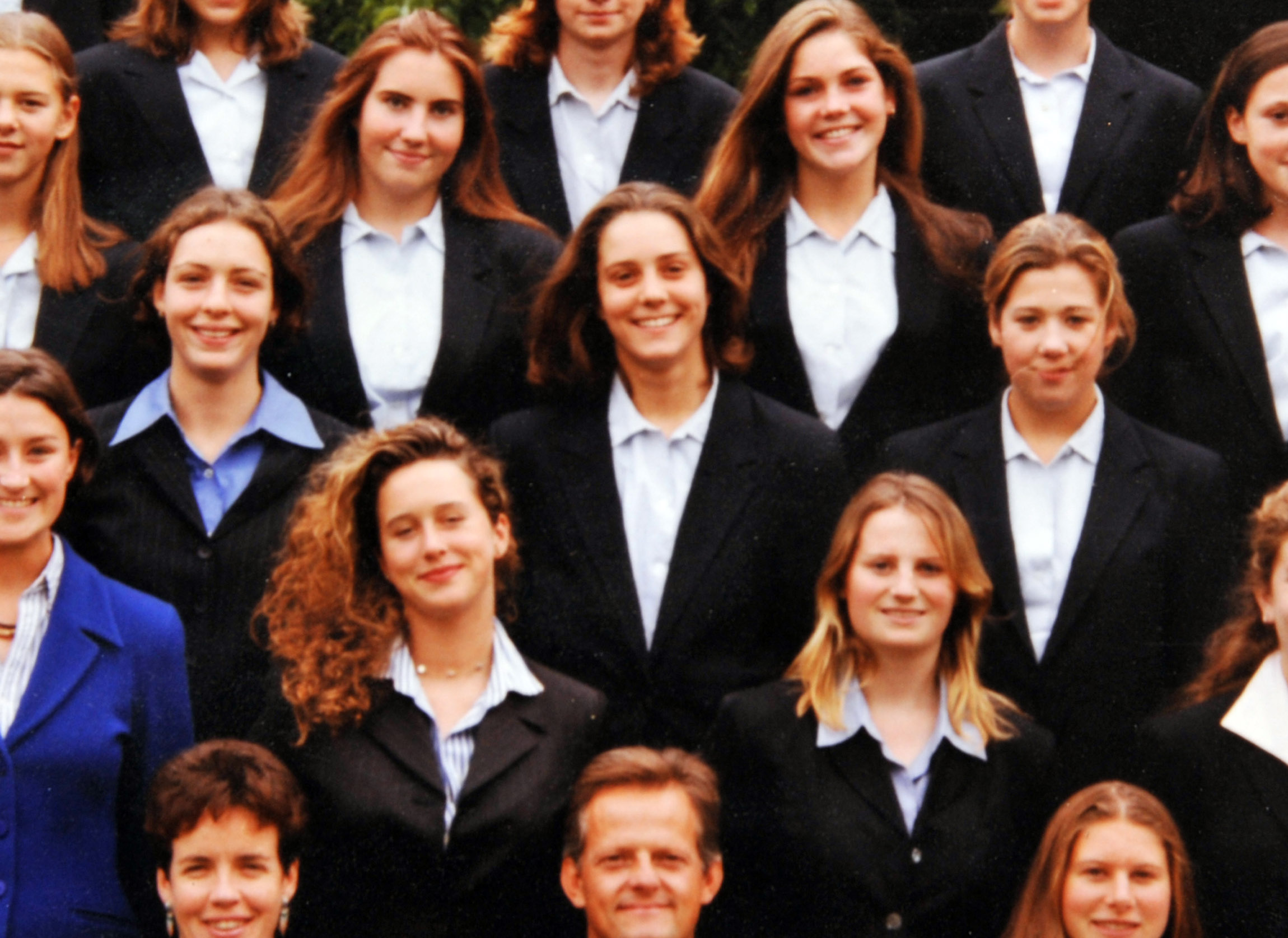 Kate Middleton with other students at Marlborough College.