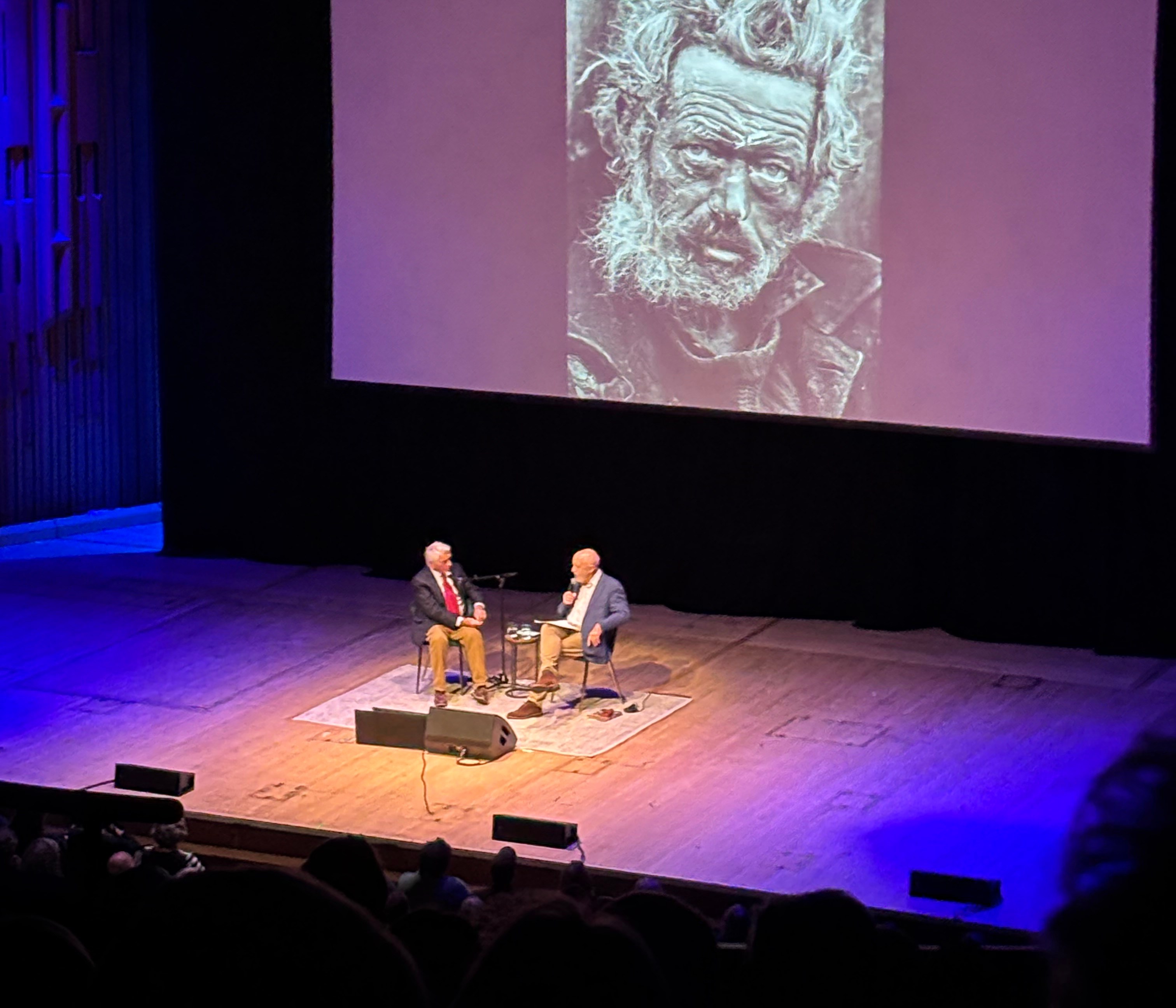 Don McCullin and Jeremy Bowen at Barbican, London.