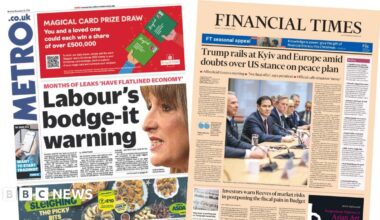 "Months of leaks 'have flatlined economy', Labour's bodge-it warning," reads the headline on the front page of the Metro newspaper.