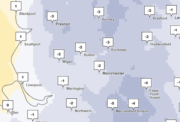 Overnight temperatures could drop to -2C in Greater Manchester on Thursday (Nov 20)