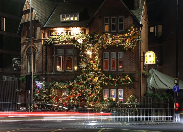 The display spans across the front of the pub