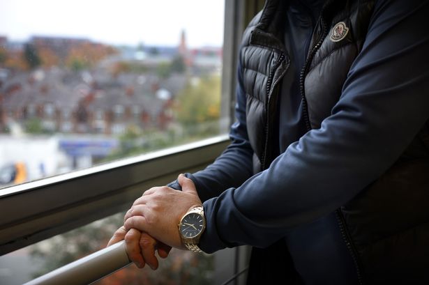 Anonymous images of a domestic abuse perpetrator at Trafford House , Stretford , Manchester . 14 October 2025 .