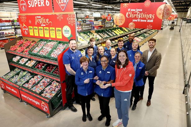 A brand-new Aldi store in Litherland opened its doors to customers this morning, with Team GB rowing hero Harriet Taylor cutting the all-important red ribbon alongside pupils from Holy Spirit Primary School