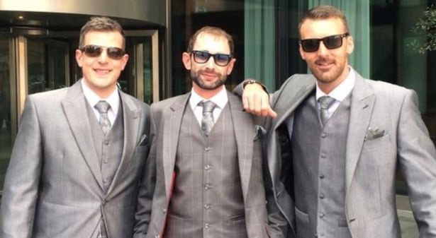 Lewis with his best men Andy Tonge and Ben Hardman 