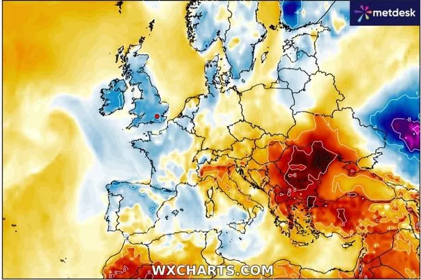 GFS temperature anomaly map for  Wednesday, November 19, as the cold spell digs in