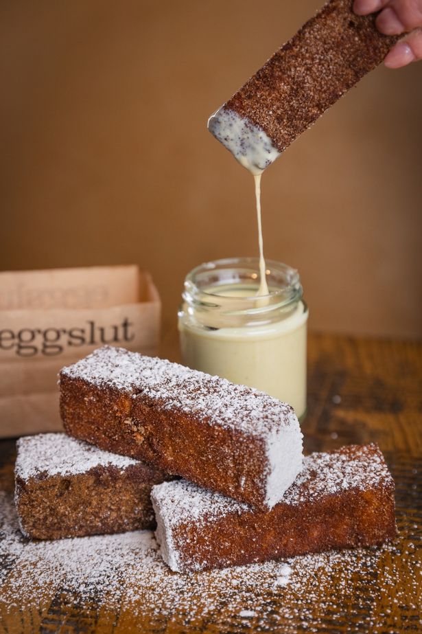 There will also be French Toast Sticks, made up of thick-cut brioche dipped in egg wash and fried. They're then tossed in cinnamon sugar and served with maple custard.