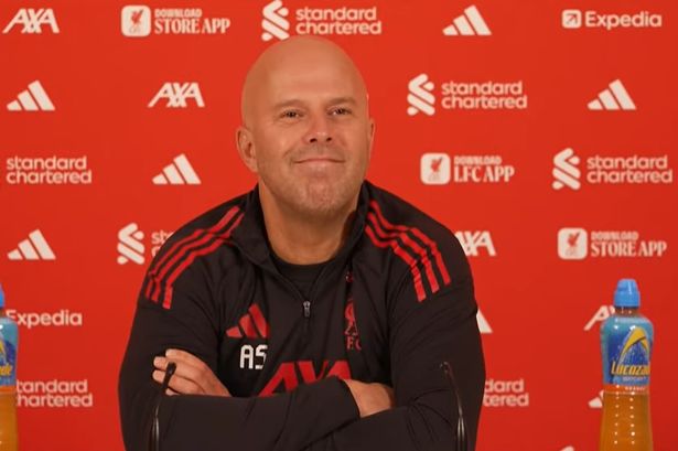 Arne Slot speaks at his Liverpool press conference on Friday morning at the AXA Training Centre