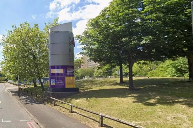 Google Maps street view of the Aston University sign in Aston Road