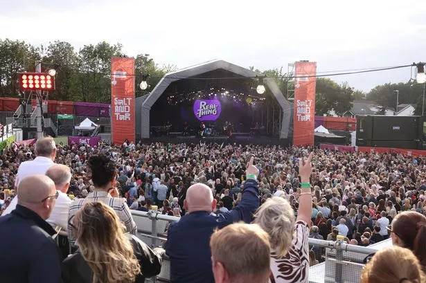 The crowd watch The Real Thing play at Salt and Tar in Bootle this evening