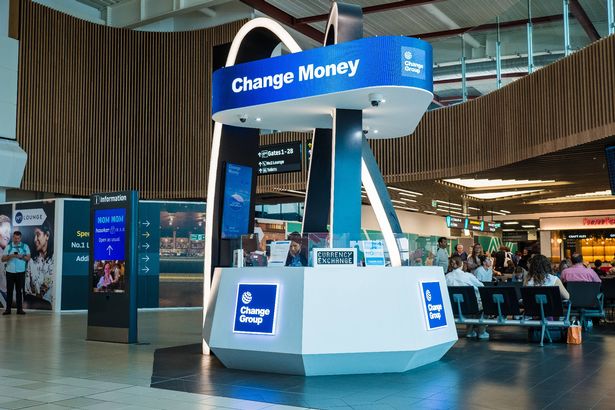 London, UK - July 26, 2024: Change Group currency exchange office at Luton Airport.
