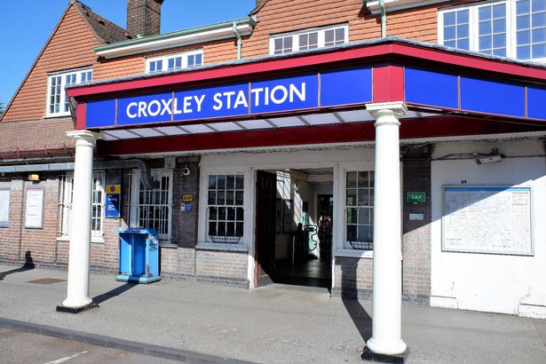 Croxley Green, Hertfordshire, England, UK - October 6th 2019: Front entrance of Croxley tube station on the Metropolitan Underground railway line