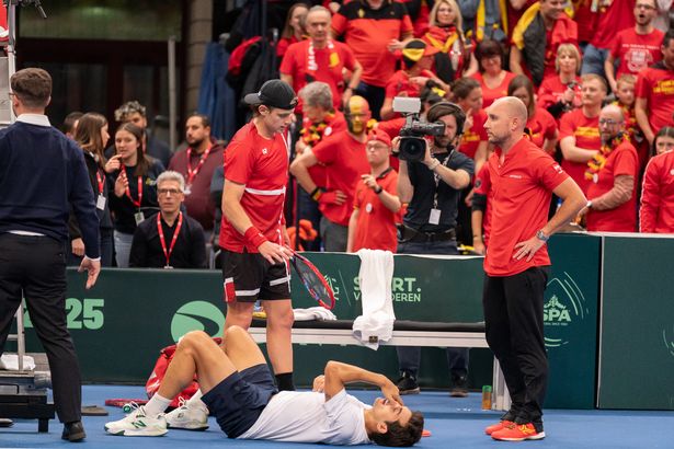 Zizou Bergs of Belgium and Cristian Garin