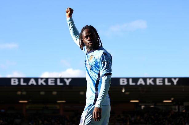 Darko Gyabi celebrates scoring for Hull City at Carrow Road