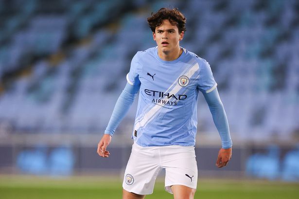 Teddie Lamb of Manchester City during the UEFA Youth League 2025/26 match between Manchester City and Borussia Dortmund at Joie Stadium 