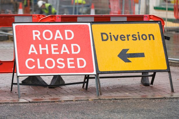 File image of road closure signs 