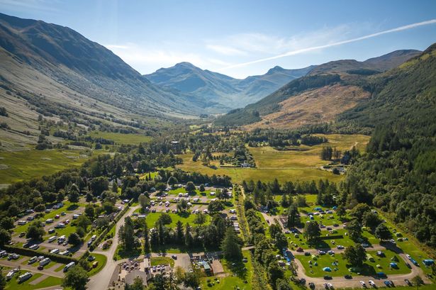 Aerial view of Glen Nevis Caravan and Camping Park