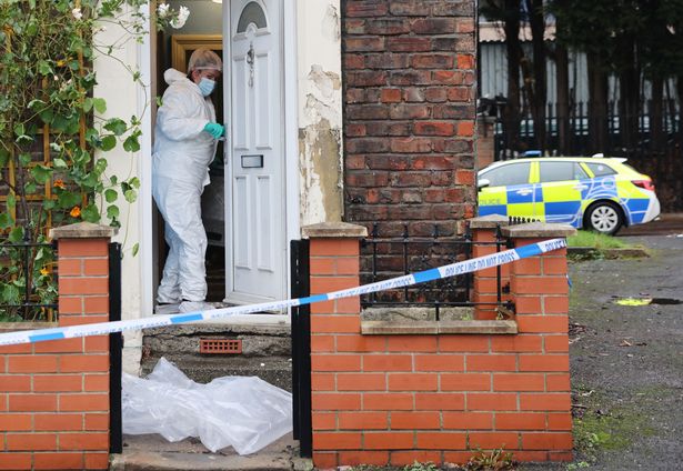 A Police forensics officer outside a property on Durham Street in Elswick.