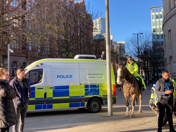 These facial recognition vans will be deployed in Piccadilly Gardens to help the police identify criminals