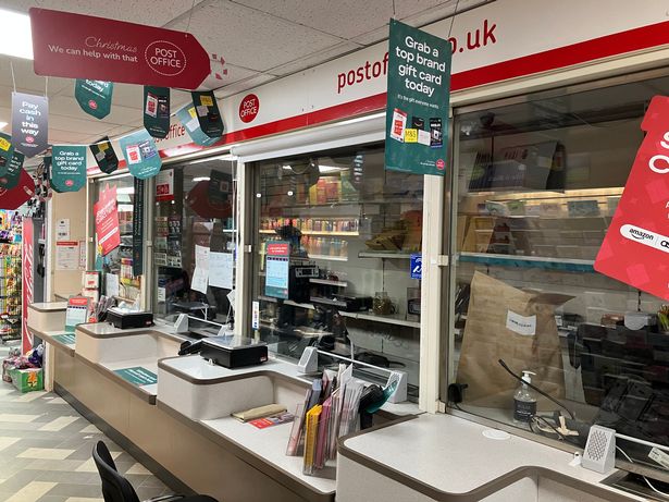 Empty desks at the closed Walton Vale Post Office