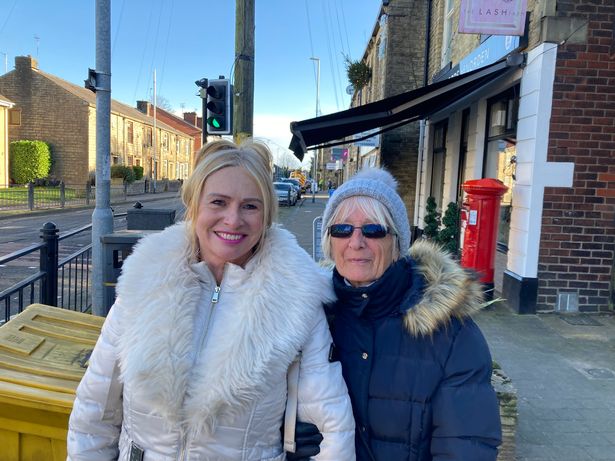 Hilary Cachai (left) in Norden village with Barbara Thompson