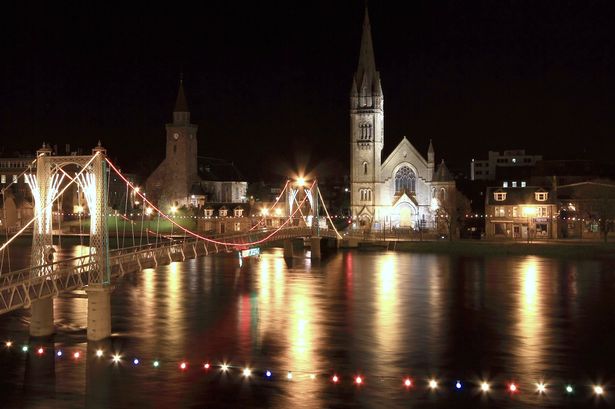 Inverness with Christmas lights