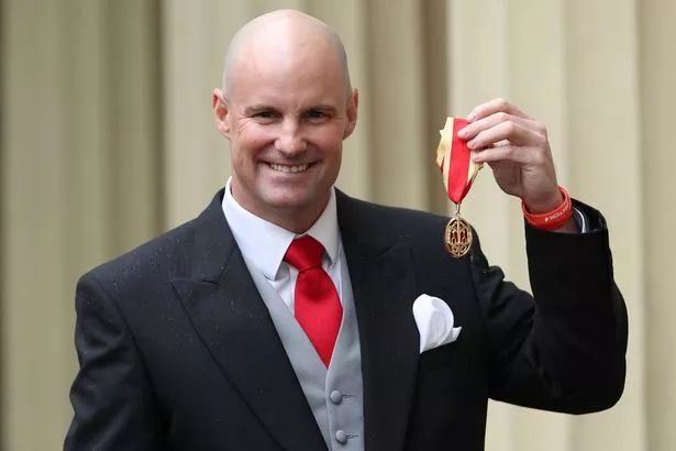 Sir Andrew Strauss following an investiture ceremony at Buckingham Palace on January 14, 2020.