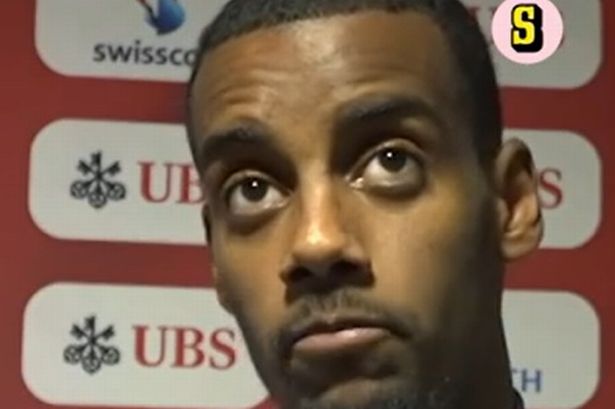 Liverpool striker Alexander Isak is interviewed following his return from injury for Sweden