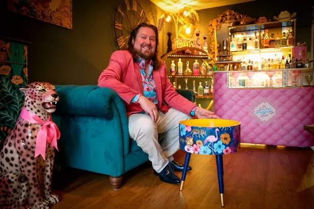 Chris Beaumont pictured with the table he created for his wife 