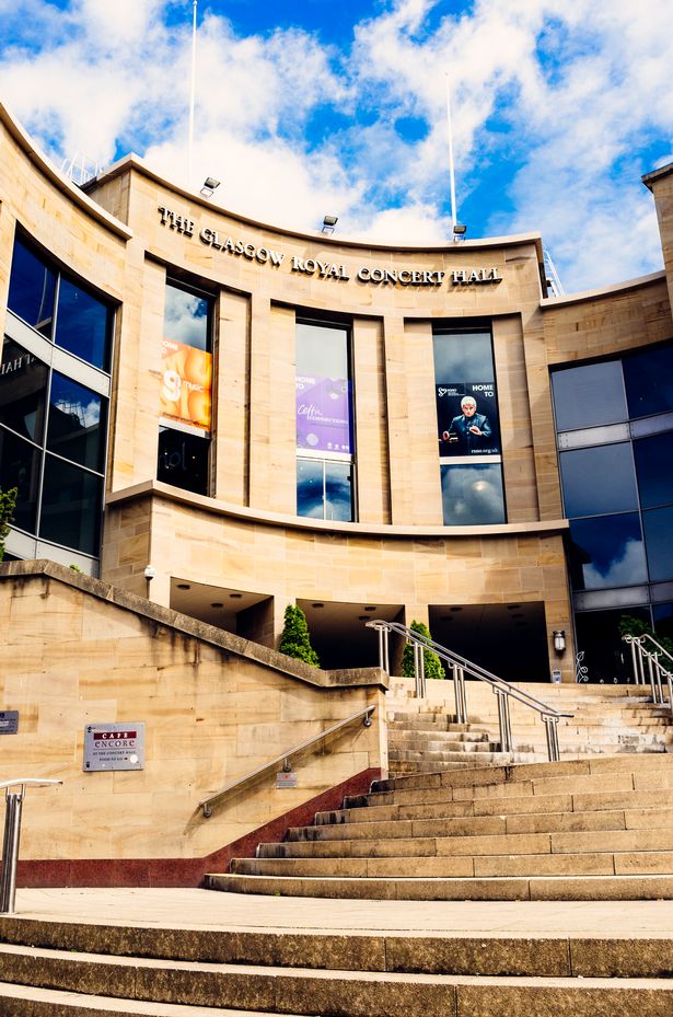 Exterior view of The Glasgow Royal Concert Hall at the top of Buchanan Street, Glasgow, Scotland.