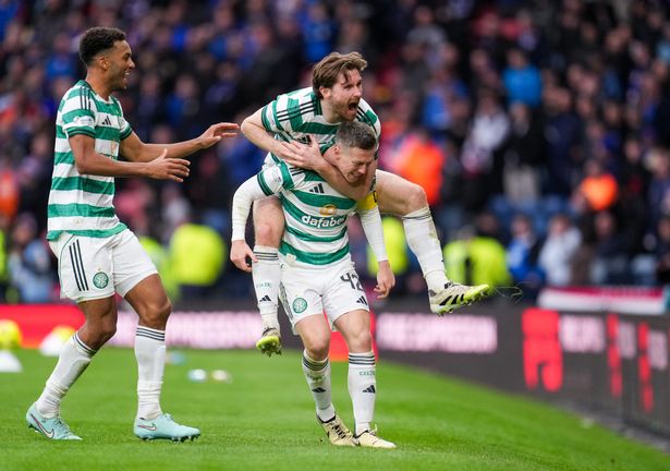 Celtic captain Callum McGregor is mobbed by team mates