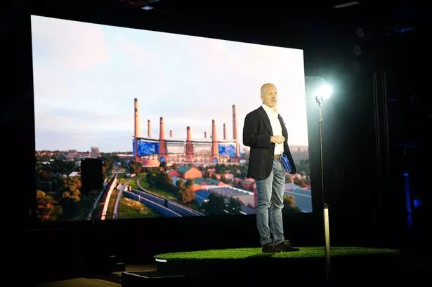 Birmingham City chairman Tom Wagner during the unveiling of the club's new stadium plans at Digbeth Loc Studios, Birmingham