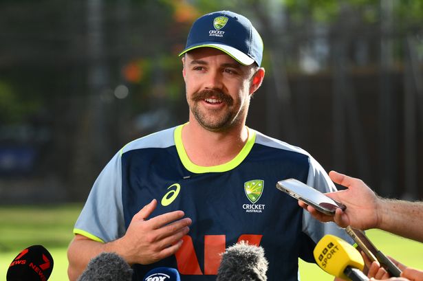 Travis Head speaking with the media