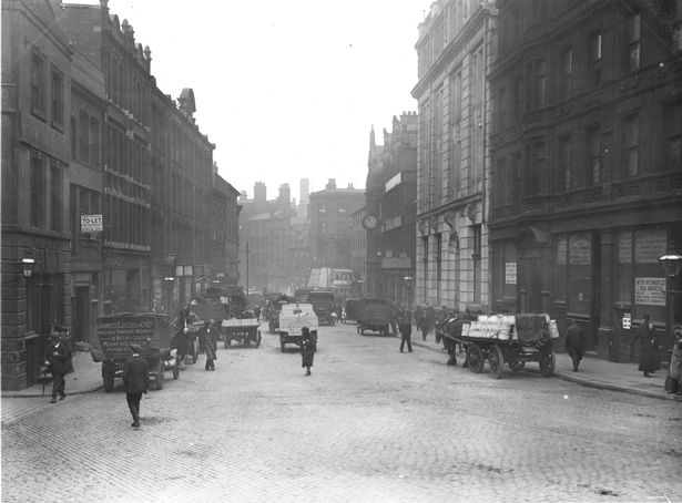 Withy Grove, Manchester, looking south towards Coporation Street from corner of Sugar Lane, taken on August 4, 1924