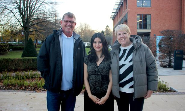 Sue Lea, Simon Payne and university student Mathilda Naulleau from the ‘Simply Having a Wonderful Christmastime’ exhibition