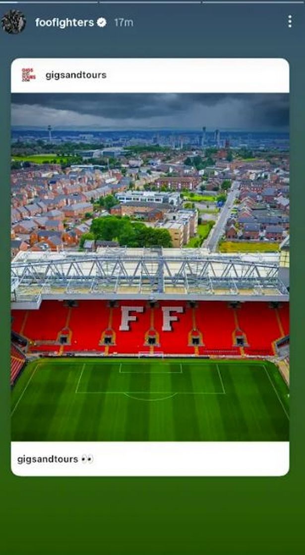 Foo Fighters reshared the post from the Gigs and Tours Instagram page