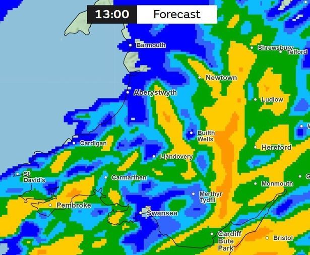 A coloured weather map