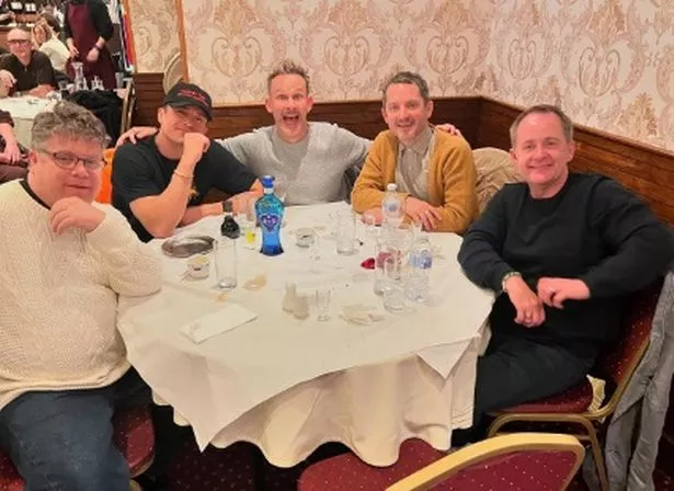 Sean Astin, Orlando Bloom, Dom Monaghan , Elijah Wood and Billy Boyd in Liverpool's New Capital Chinese restaurant