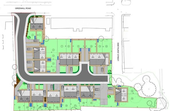 Layout of new 24-home development planned for land off Greenhill Road in Middleton