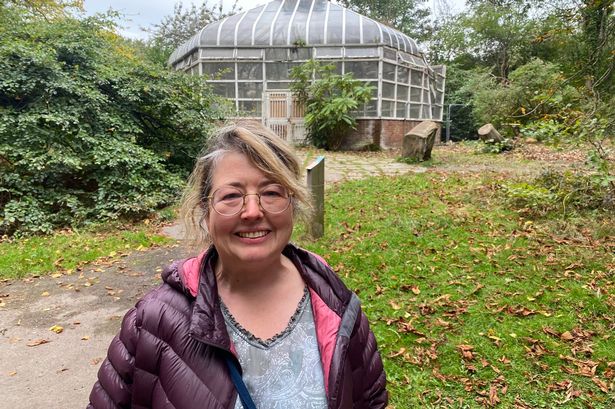 Cllr Liz Makinson outside the damaged Harthill Vestibule earlier this year
