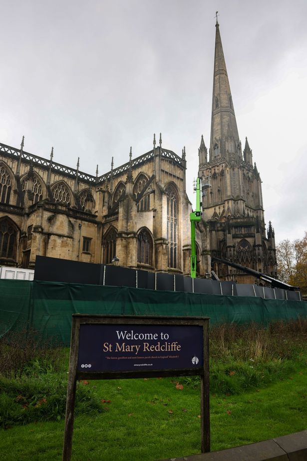 Film crews in St Mary Redcliffe Church