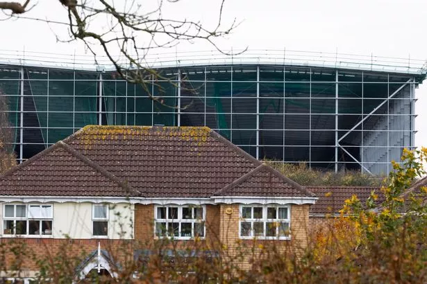 The new Pilning warehouse behind village homes 